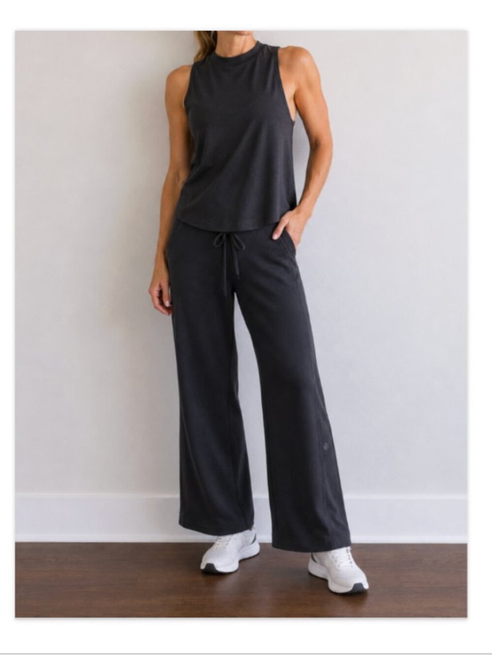 Athleta Wide Leg Sweatpants Black Size XS High Rise Lounge Pants